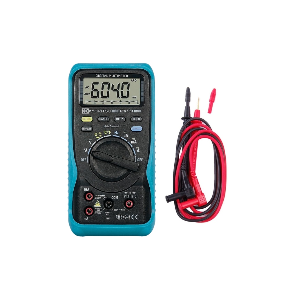 Multimetro digital 10A-AC/DC 600V-AC/DC Hz, T°, 60MΩ, capacitancia, diodo, continuidad CAT. III 300V