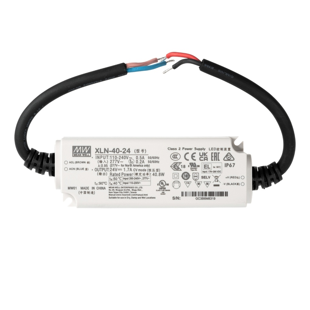 Fuente De Alimentacion LED 40W 24VDC 1.67A In 90-264VAC IP67 Constant Voltage