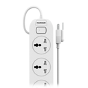 Supresor Multiple 5 Tomas, Blanco, 3Mts De Cable 3X0.75Mm, 250V, 10A, 2500W Max, Protector Termico