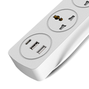 Supresor Multiple 4 Tomas Blanco, +2 Usb +1 Usb C, 3Mts De Cable 3X0.75Mm, 250V, 10A, 2500W Max, Usb 5V 3.1A, Protector Termico
