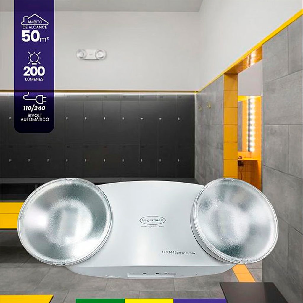 LUMINARIA EMERGENCIA LED 2X 1.2W 120-240VAC 200LM 2H IP20