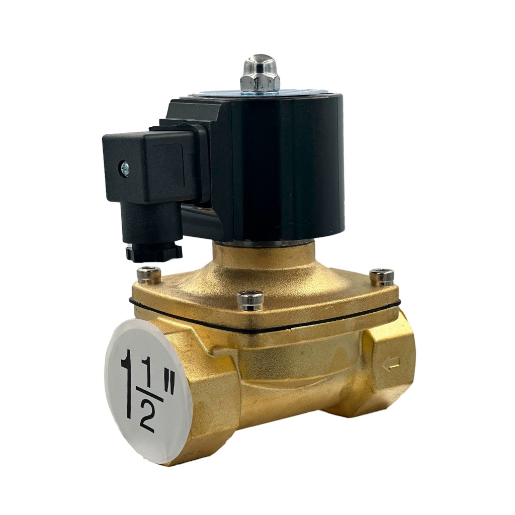 Valvula solenoide de latón, conexión de 1-1/2" NPT, FKM, 220Vac