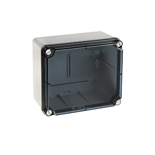 Caja de derivación lisa libre de halógeno c/tapa fumé IP67 IK07 155X179X100mm