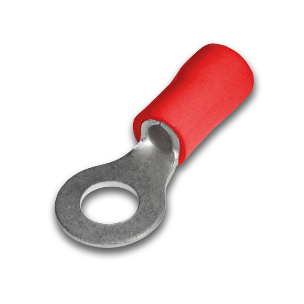 Terminal Ojal Aislado Ø 5/32" (4mm) – 22-16 AWG (0.5-1.5mm²) Rojo (100 und)