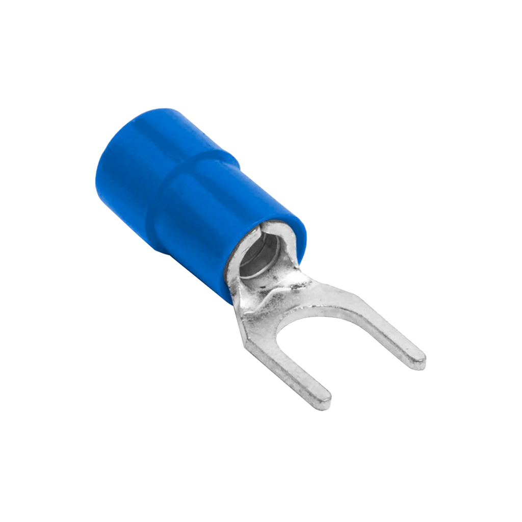 Terminal Horquilla Aislado Azul (100 und) Ø 1/4" (6mm) – 16-14 AWG (1.5-2.5mm²)