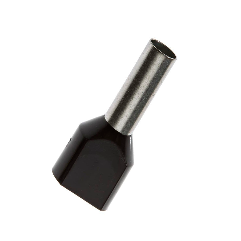 Terminal Sobremoldeado Doble – 10 AWG (6mm²) Negro (100 und)