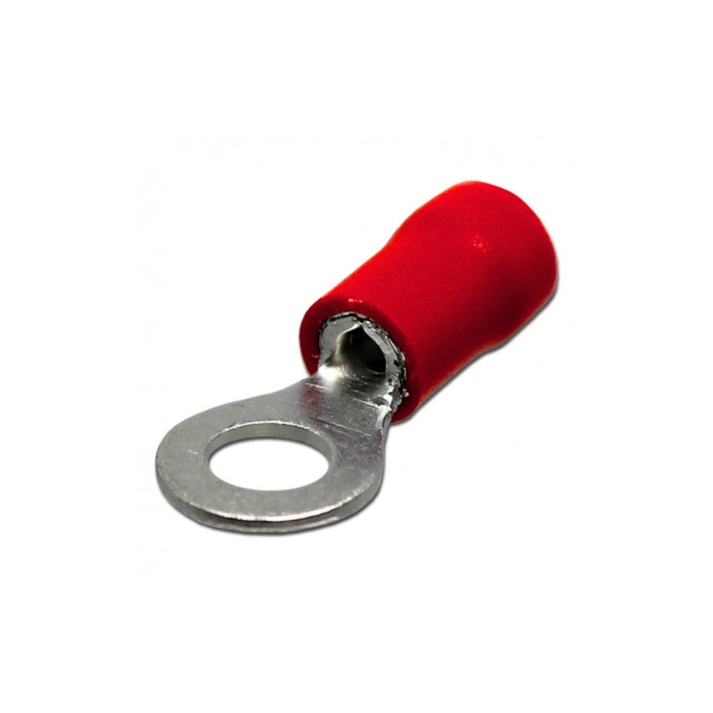 Terminal Ojal Aislado Ø 3/8" (10mm) – 22-16 AWG (0.5-1.5mm²) Rojo (100 und)