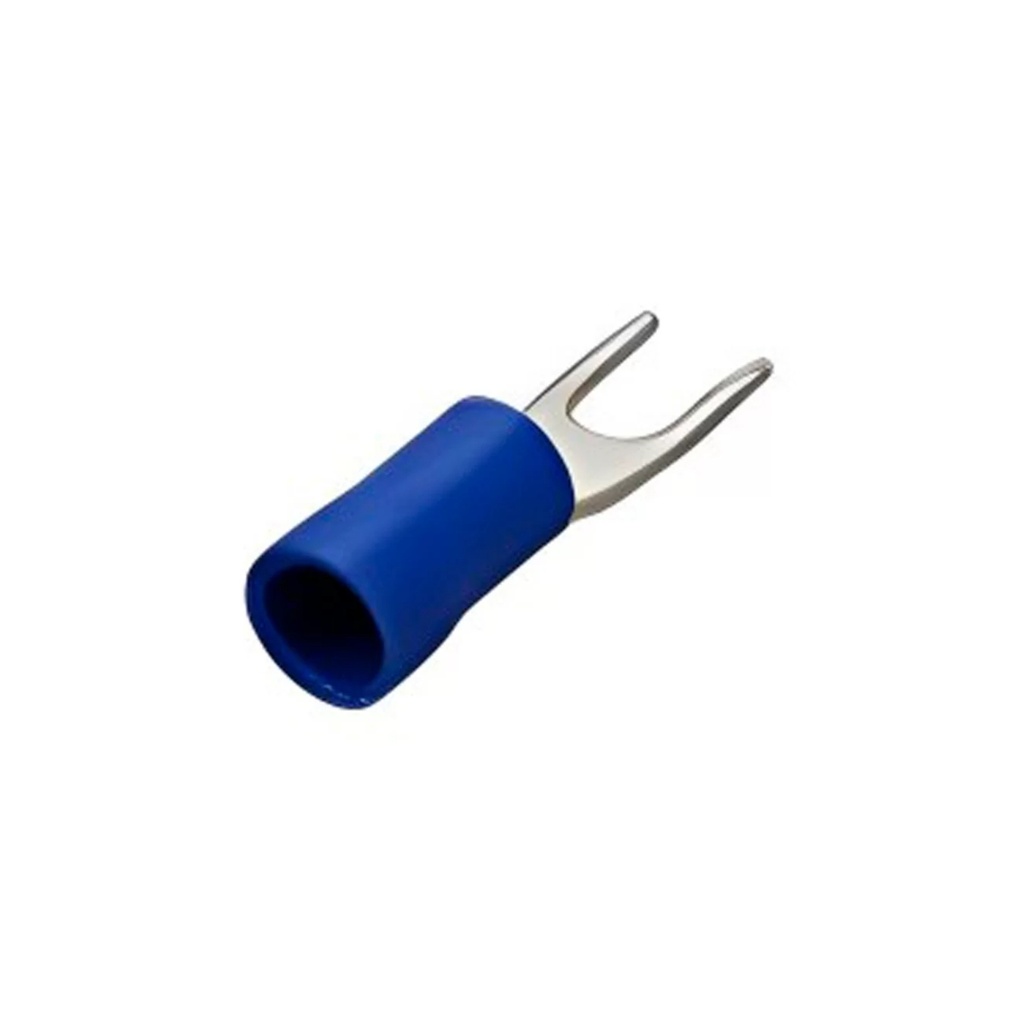Terminal Horquilla Aislado Azul (100 und) Ø 1/8" (3mm) – 14-16 AWG (1.5-2.5mm²)