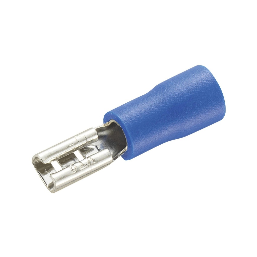 Terminal Hembra Aislado 5.8mm (ancho) – 16-14 AWG (1.5-2.5mm²) Azul (100 und)