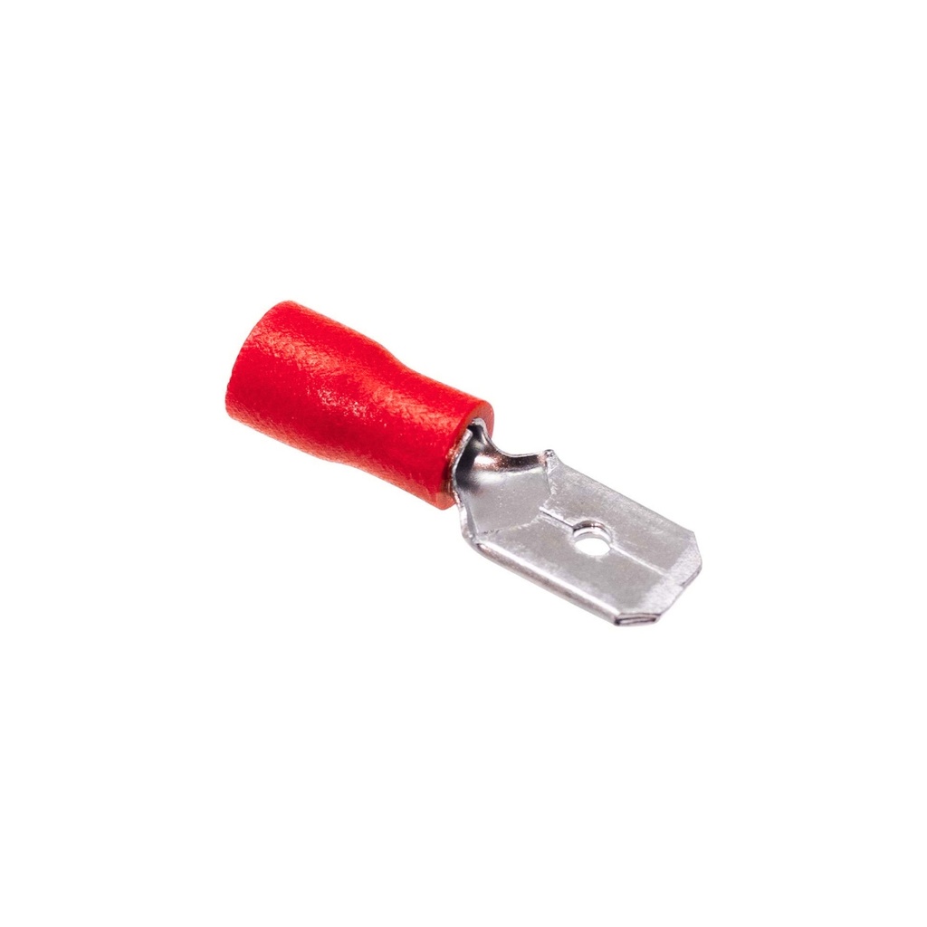 Terminal Macho Aislado 3.8mm (2.8mm ancho) – 22-16 AWG (0.5-1.5mm²) Rojo (100 und)