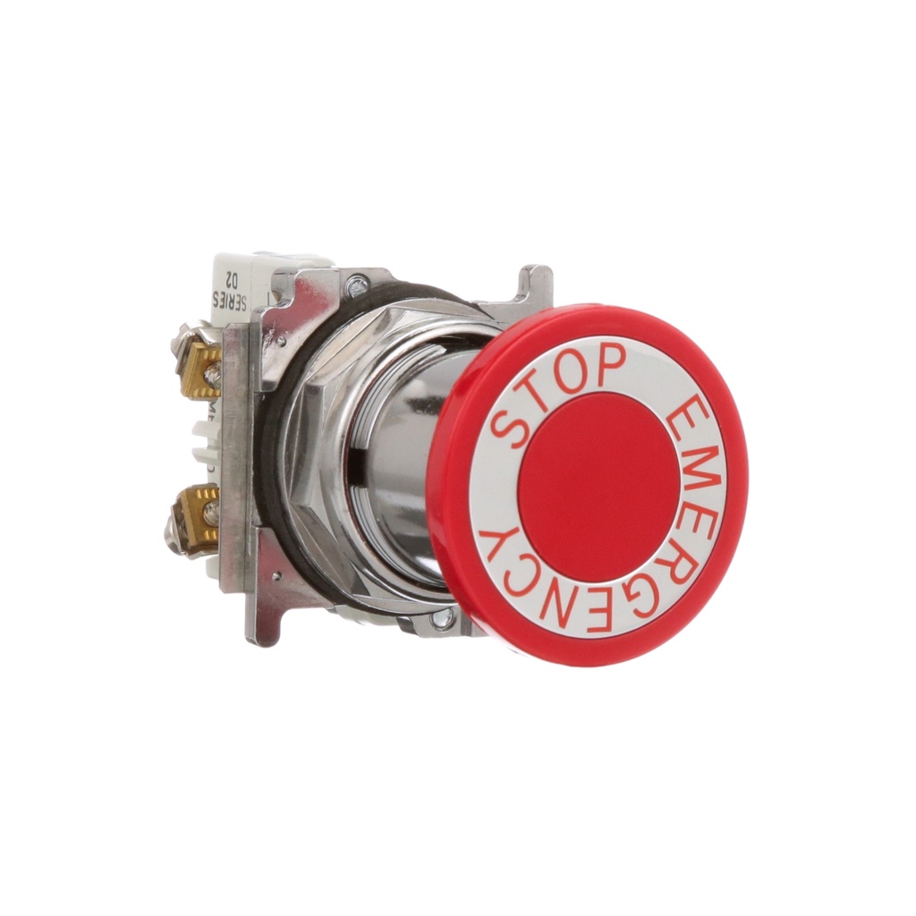 Pulsador parada de emergencia rotulado 30mm con retencion girar para desenclavar (push pull) 1NA+1NC