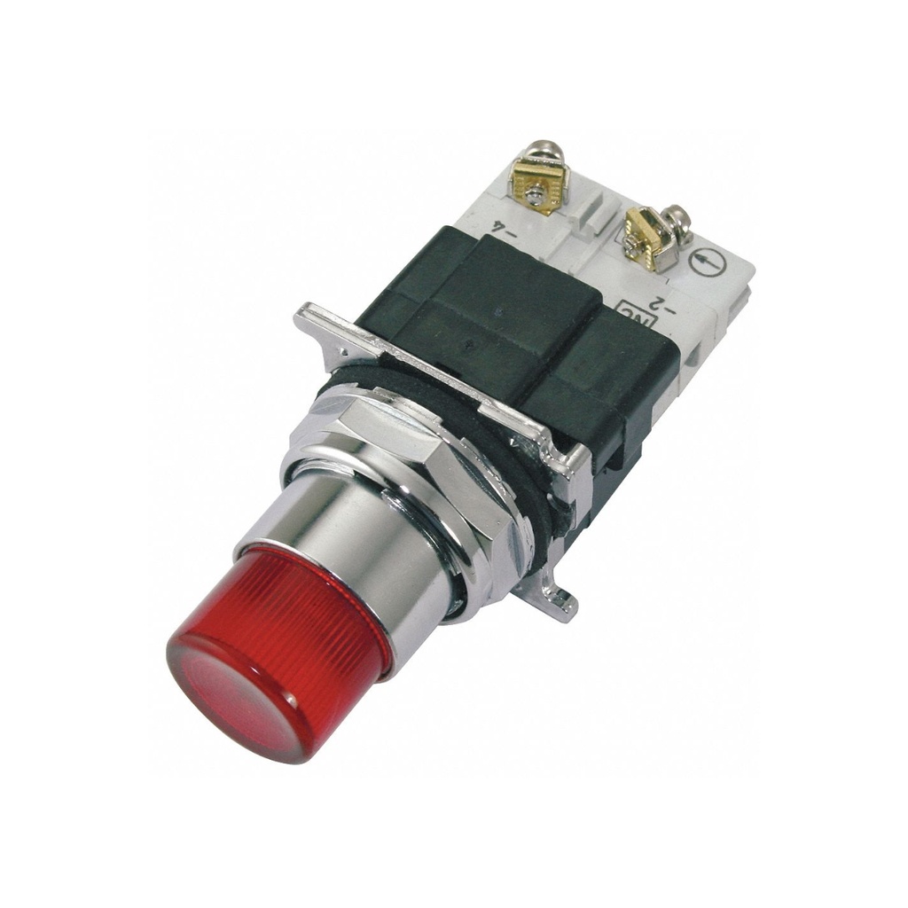 Pulsador luminoso extendido rojo 30mm 120VAC/VDC 1NA+1NC
