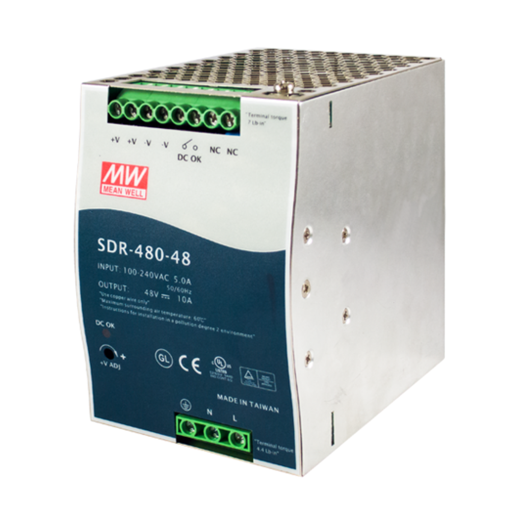 Fuente Riel DIN 480W 48VDC 10A In 88-264VAC Con PFC