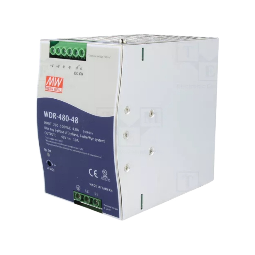 Fuente Riel DIN Wide Range 480W 48VDC 10A In 180-550VAC