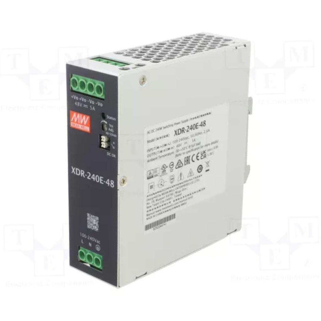 Fuente Riel DIN 240W 36VDC 6.67A In 85-264VAC (Serie E)