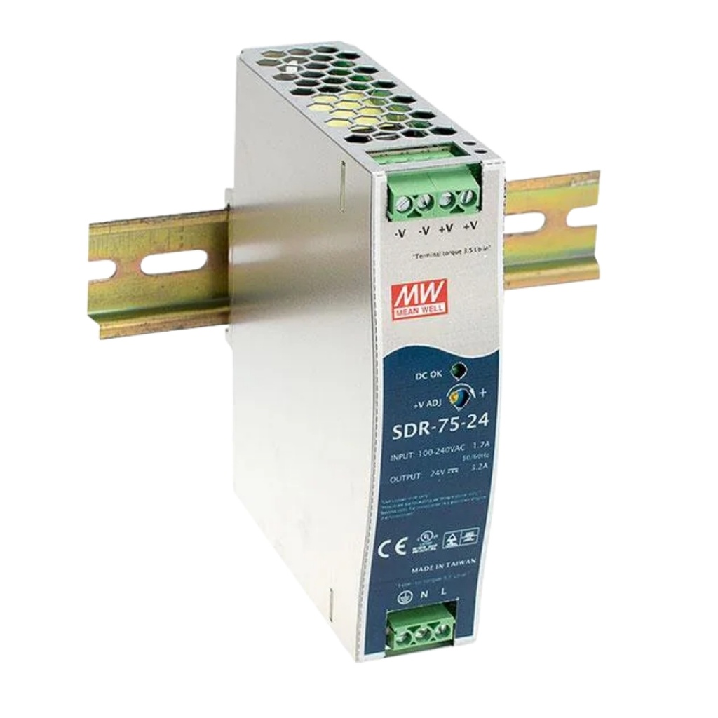 Fuente Riel DIN 75W 24VDC 3.12A In 85-264VAC
