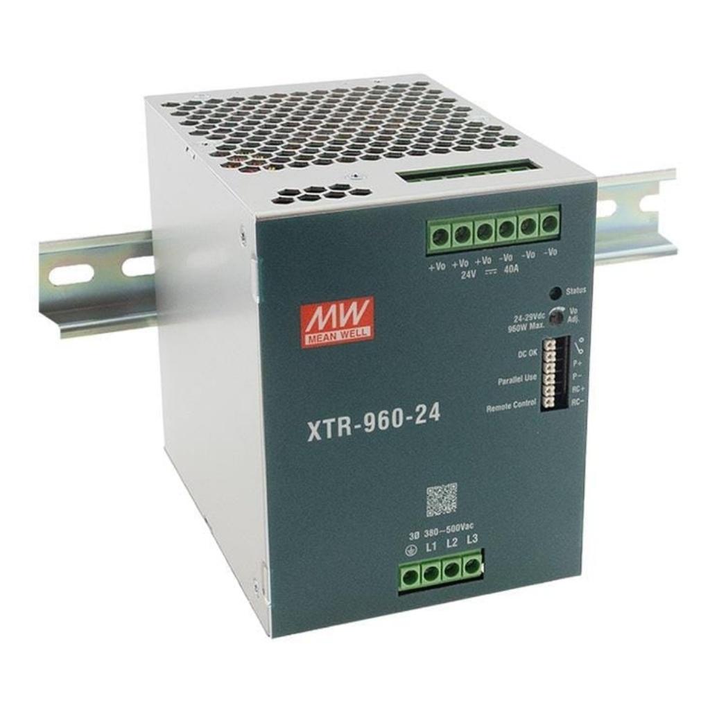 Fuente Riel DIN 960W 12VDC 80A In 180-550VAC