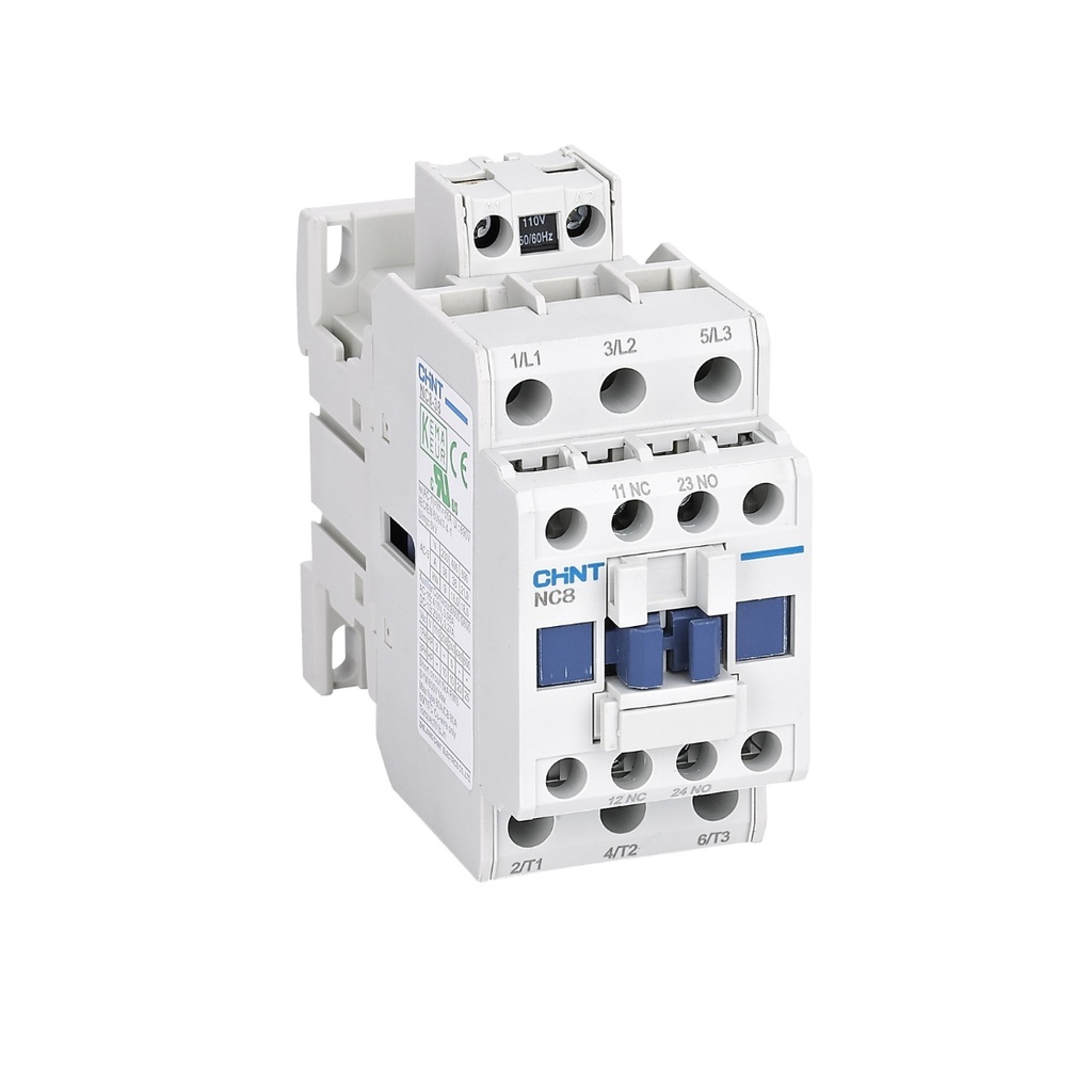 Contactor trifásico 3P 9 A (AC-3) 25 A (AC-1) 690 V, 1NA+1NC, bobina 100-250 V AC/DC
