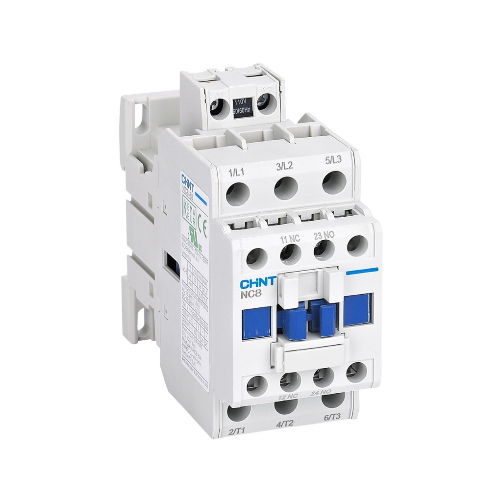 Contactor trifásico 3P 25 A (AC-3) 40 A (AC-1) 690 V, 1NA+1NC, bobina 100-250 V AC/DC