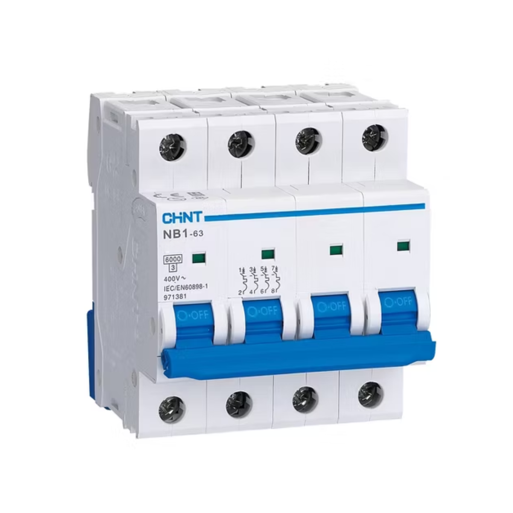Interruptor Termomagnetico 4X50A 10Ka/400Vac Clase3(Energy
Limiting Class) Uimp=6Kv Curva"C" Iec60947-2 Chint