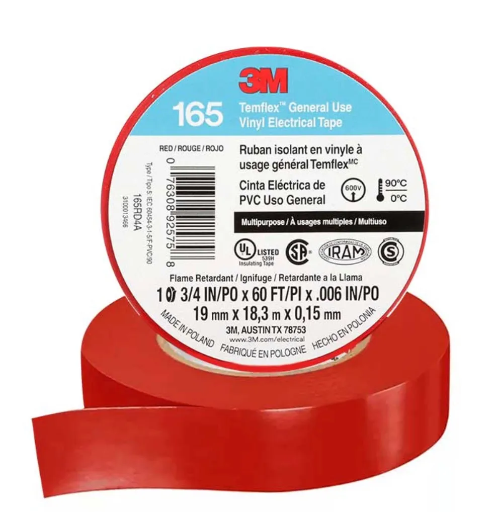 Cinta Aisl. Temflex 165 Vinilo 3/4"X 18Mts Rojo